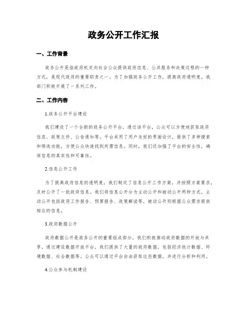 政务公开工作汇报