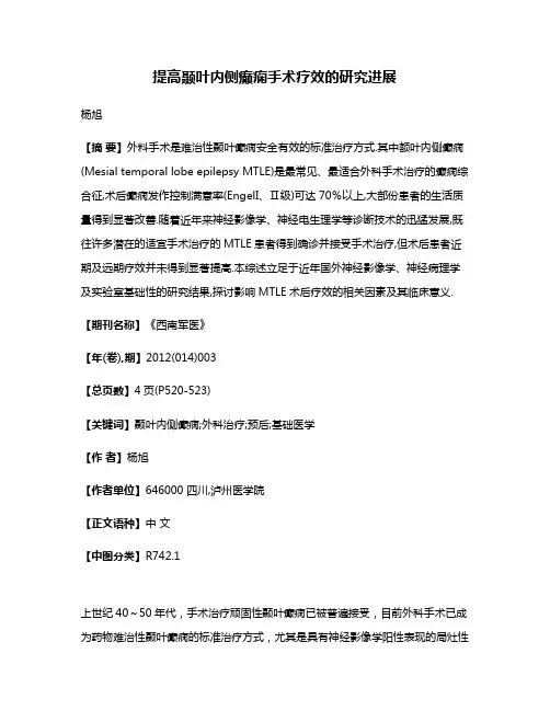 提高颞叶内侧癫痫手术疗效的研究进展