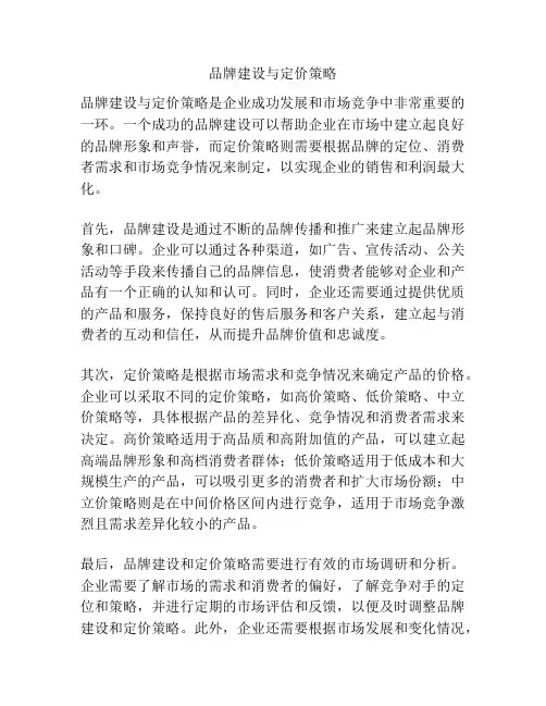 品牌建设与定价策略