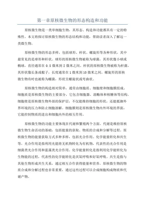 第一章原核微生物的形态构造和功能