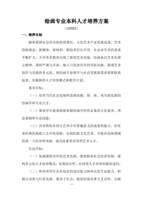绘画专业本科人才培养方案