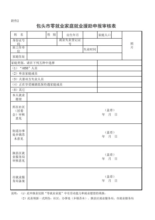 零就业家庭援助申报审核表