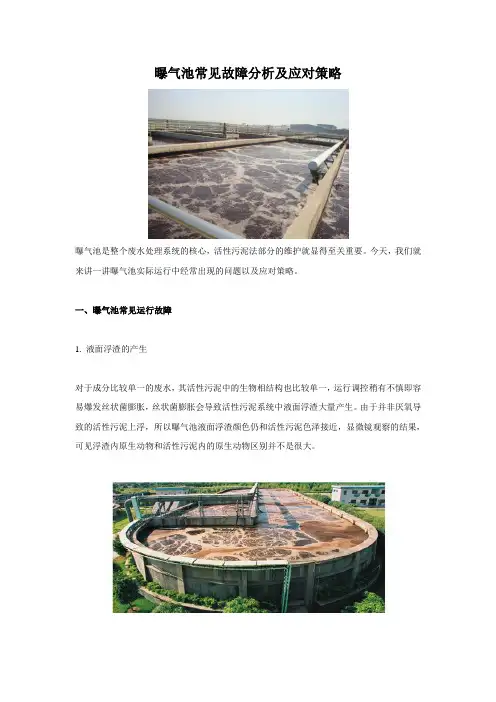 曝气池常见故障分析及应对策略