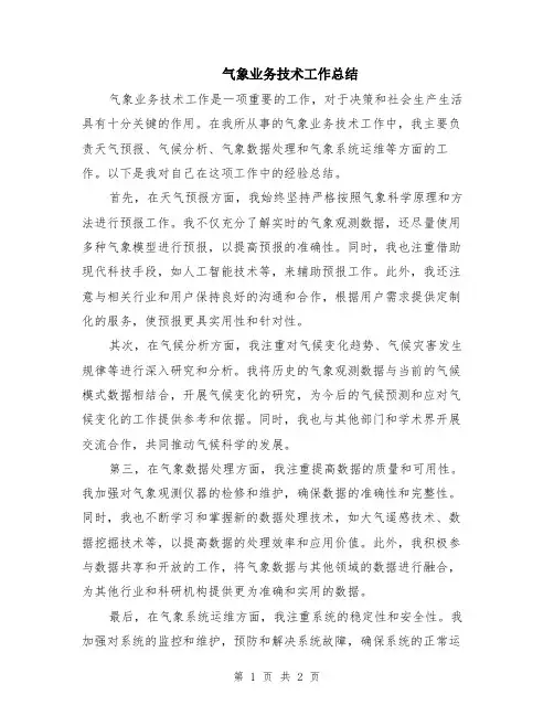 气象业务技术工作总结