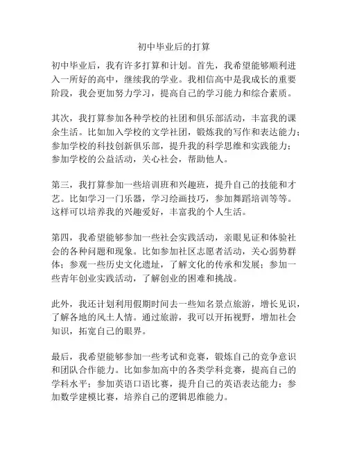 初中毕业后的打算
