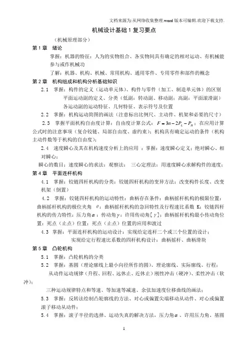 机械设计基础1复习要点(全部)