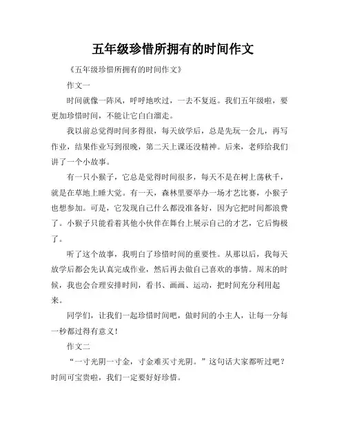 五年级珍惜所拥有的时间作文