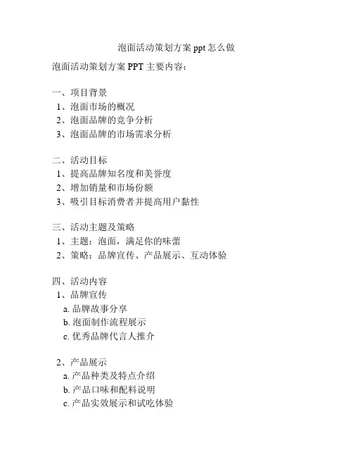 泡面活动策划方案ppt怎么做