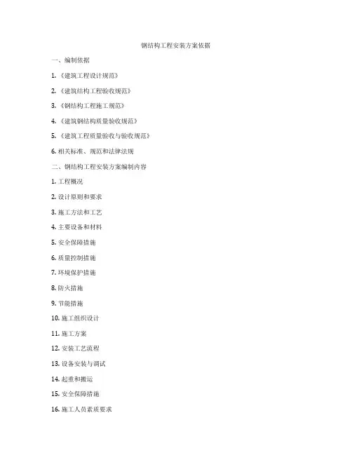 钢结构工程安装方案依据