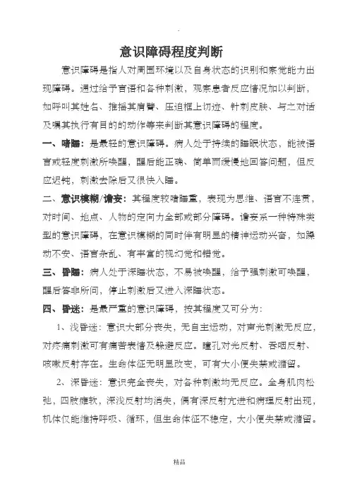 意识障碍程度判断