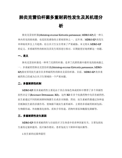 肺炎克雷伯杆菌多重耐药性发生及其机理分析