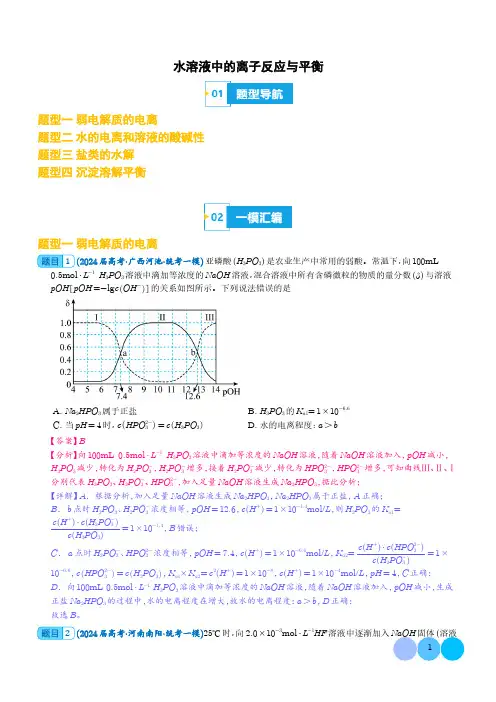 水溶液中的离子反应与平衡(解析版)