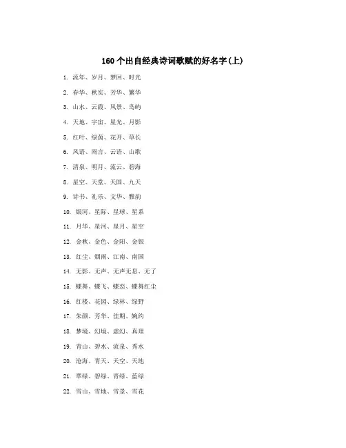 160个出自经典诗词歌赋的好名字(上)