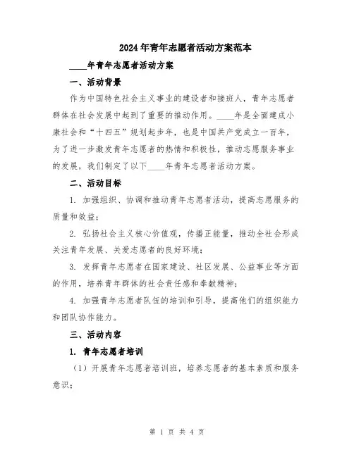 2024年青年志愿者活动方案范本