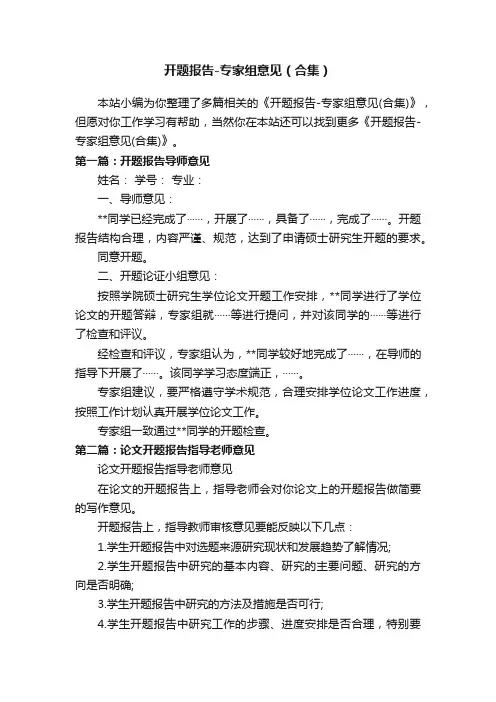 开题报告-专家组意见（合集）