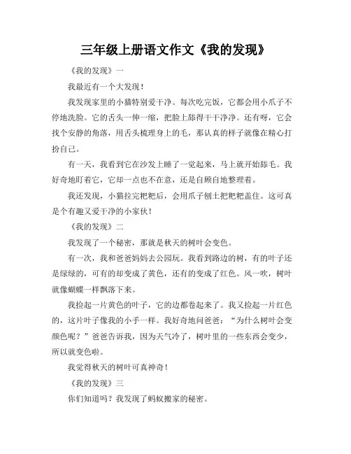 三年级上册语文作文《我的发现》