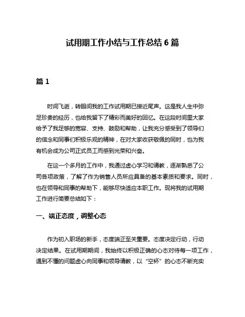 试用期工作小结与工作总结6篇