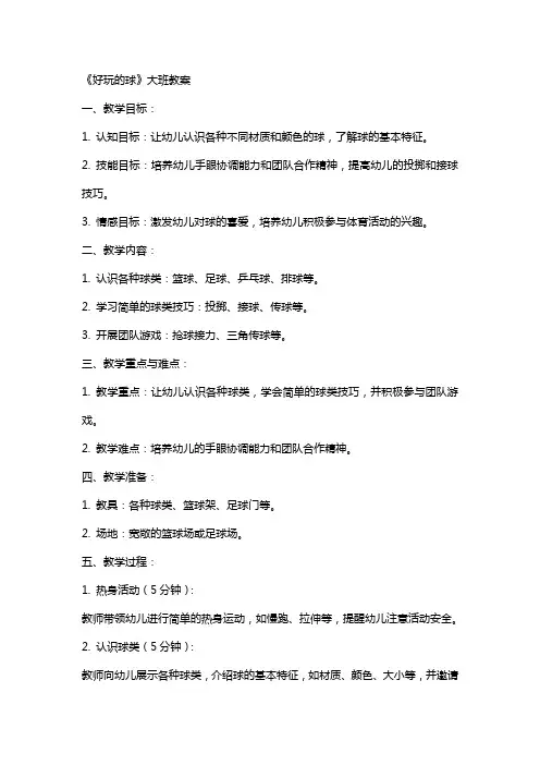 《好玩的球》大班教案