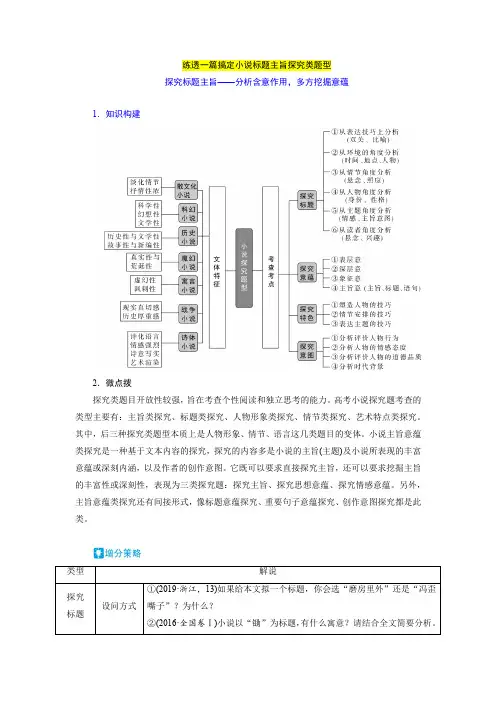 高考语文小说二轮专项复习：练透一篇搞定小说标题主旨探究类题型【讲义】