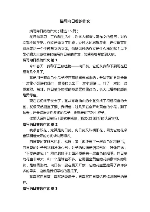 描写向日葵的作文（精选15篇）