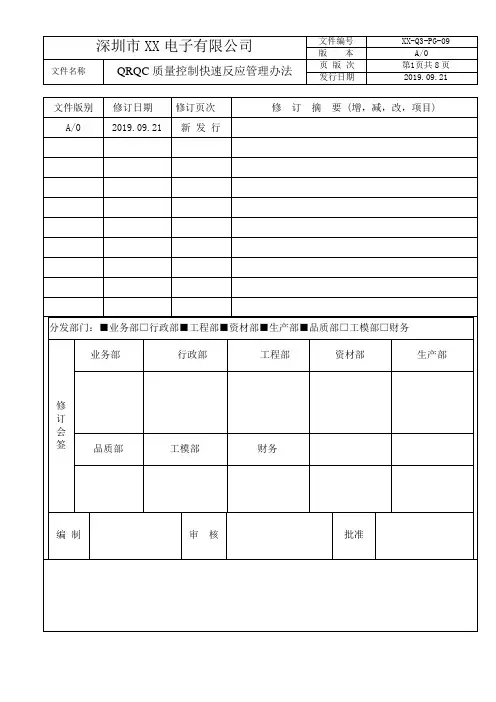 QRQC质量控制快速反应管理办法