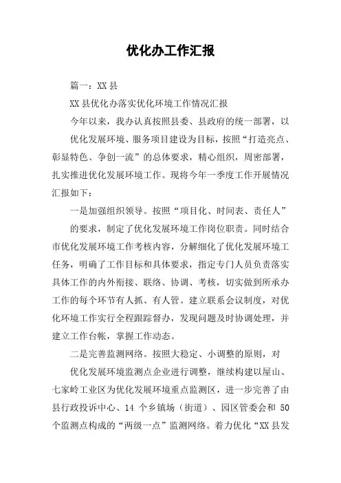 优化办工作汇报