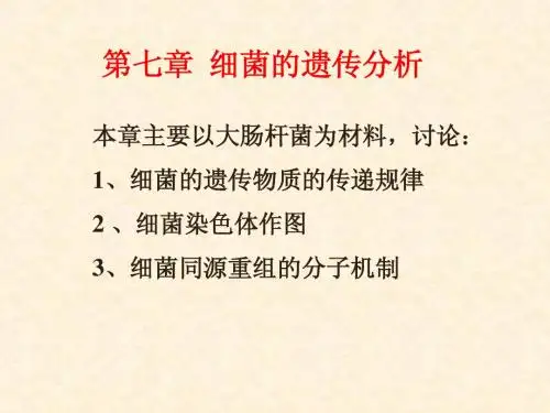 第七章 细菌的遗传分析