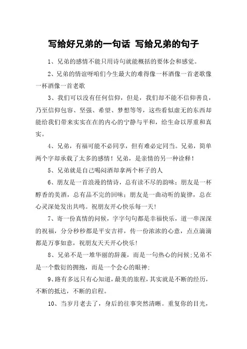 写给好兄弟的一句话 写给兄弟的句子
