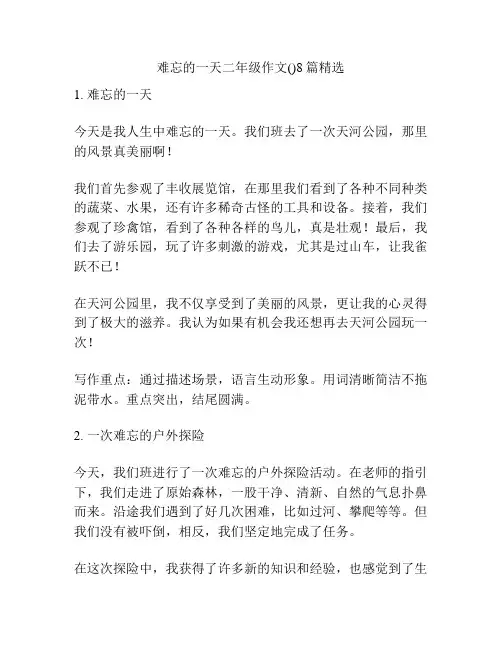难忘的一天二年级作文()8篇精选