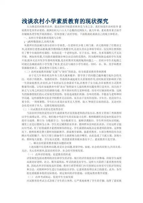 浅谈农村小学素质教育的现状探究