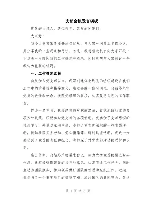 支部会议发言模板
