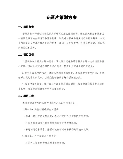 专题片策划方案