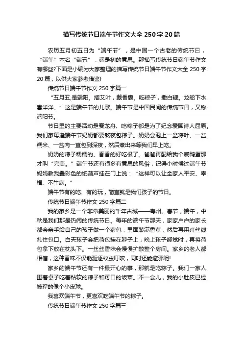 描写传统节日端午节作文大全250字20篇