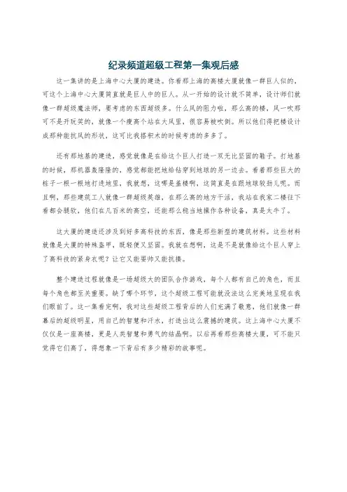 纪录频道超级工程第一集观后感