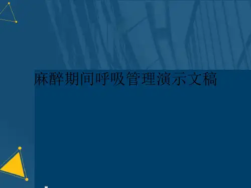 麻醉期间呼吸管理演示文稿