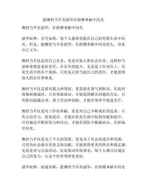 挺膺担当不负韶华在拼搏奉献中闪光