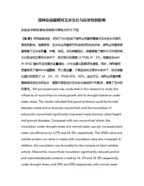 接种丛枝菌根对玉米生长与抗旱性的影响