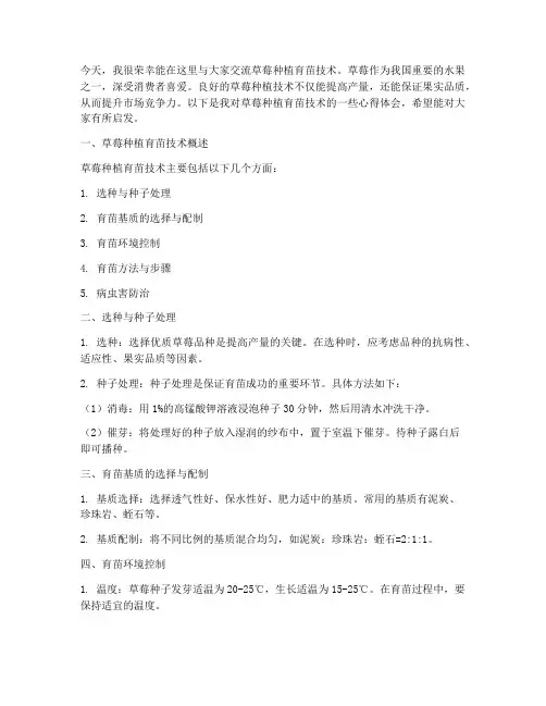 草莓种植育苗技术交流发言稿