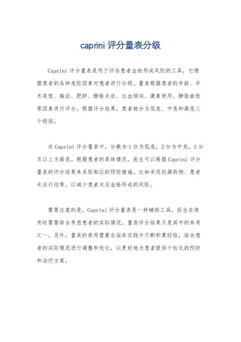 caprini评分量表分级
