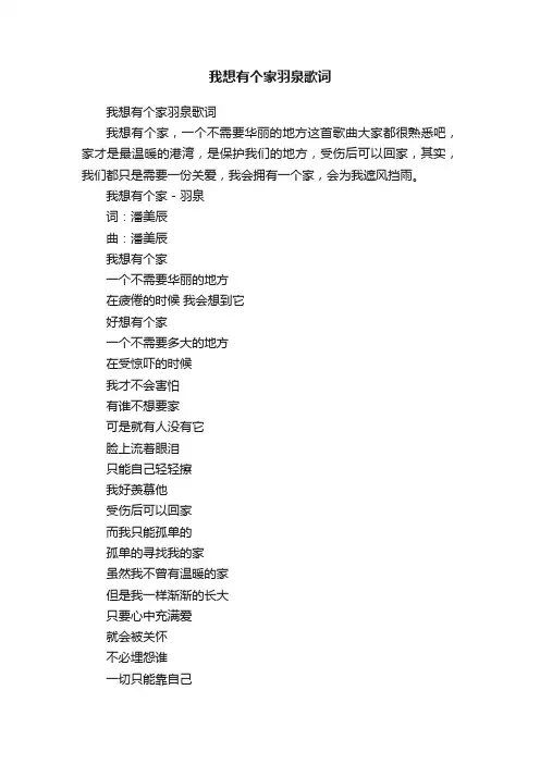 我想有个家羽泉歌词