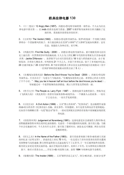 经典法律电影130（法科学生必看）