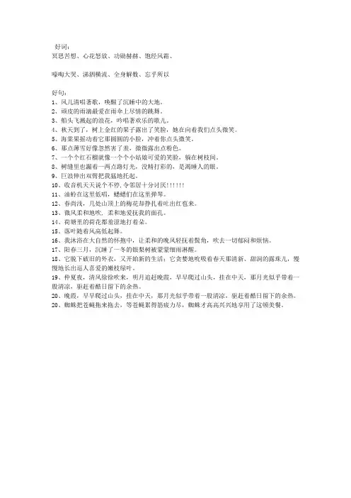 汤姆索亚历险记的好词好句