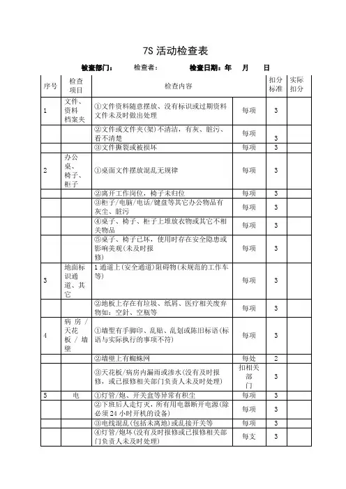 7S活动检查表