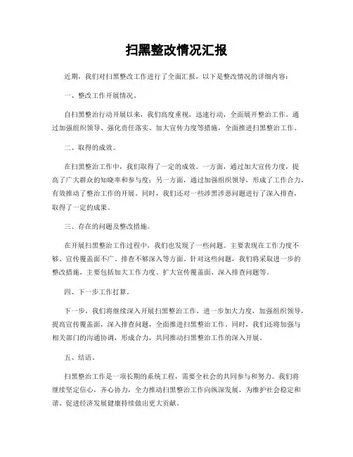 扫黑整改情况汇报