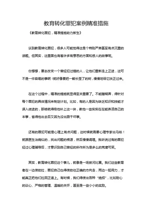 教育转化罪犯案例精准措施