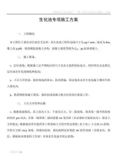 生化池专项施工方案