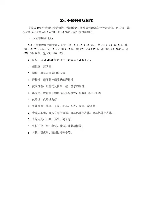 304不锈钢材质标准