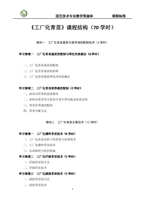 《工厂化育苗》课程结构.
