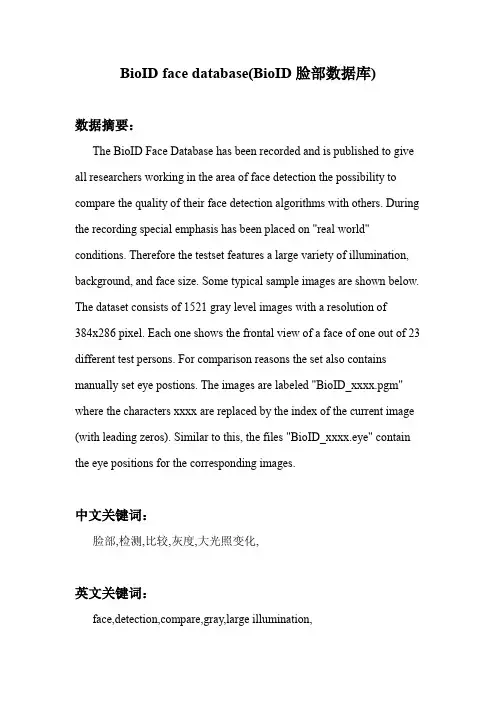 图像处理_BioID face database(BioID脸部数据库)
