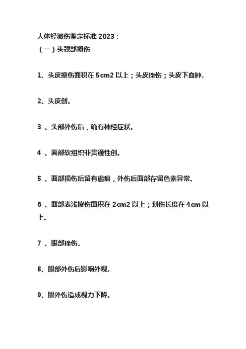 人体轻微伤鉴定标准2023